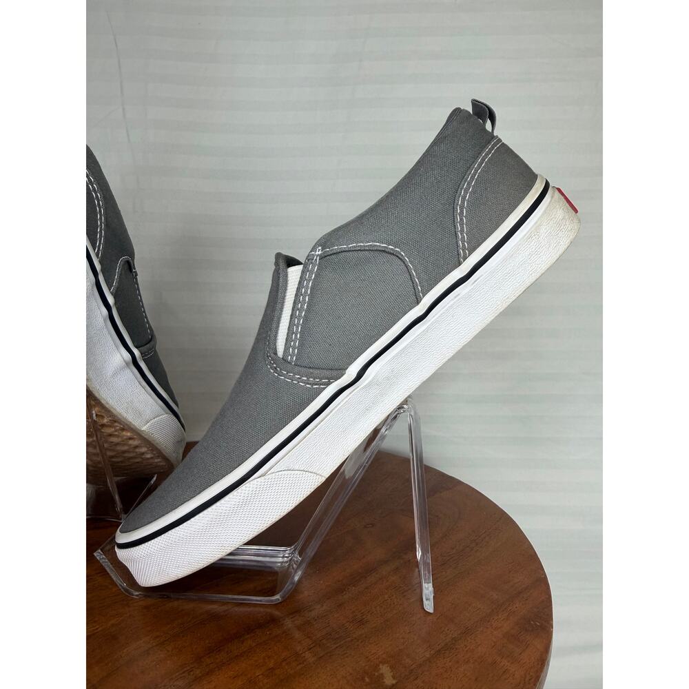 Vans Asher Slip-On Gray Canvas Sneakers Youth 7 Women’s 8.5 Casual Shoes - Picture 3 of 8
